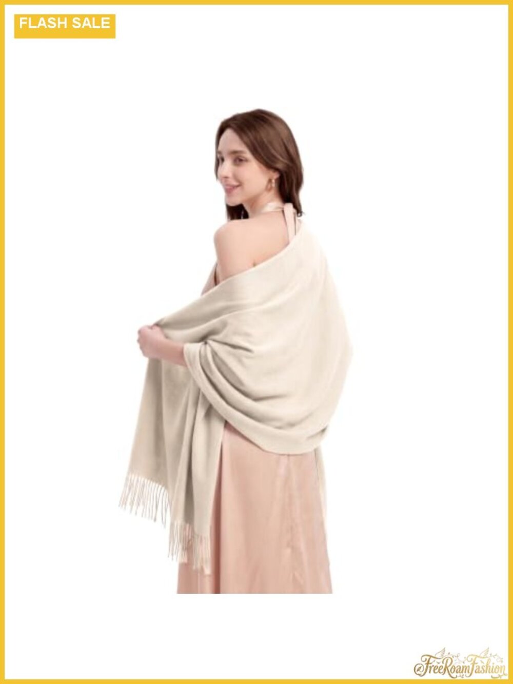 Merino Wool Blend Pashmina Shawl Wrap Oversized Tassel Scarf